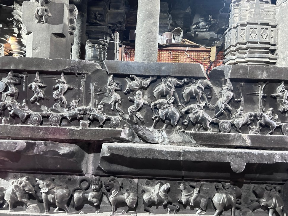 a panel depicting scenes from the  Mahabharata